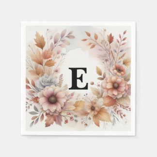 Guardanapo De Papel Moldura Floral de Folhas de Outono em Aquarela Pas