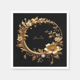 Guardanapo De Papel Moldura Floral Dourada Ornamentada