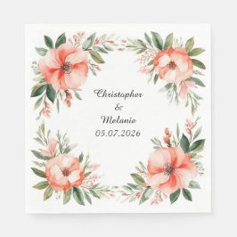 Guardanapo De Papel Moldura Floral em Aquarela Elegante