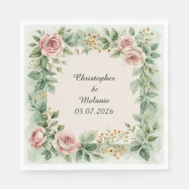Guardanapo De Papel Moldura Floral em Aquarela Elegante