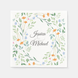 Guardanapo De Papel Moldura Floral Misturada por Aquarela