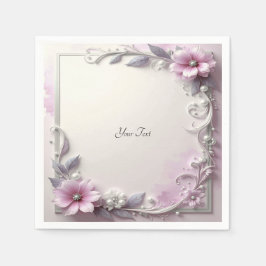 Guardanapo De Papel Moldura Floral Rosa