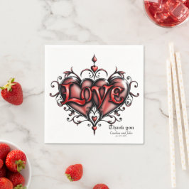 Guardanapo De Papel Moldura Steampunk com Rosas vermelhas e engrenagen