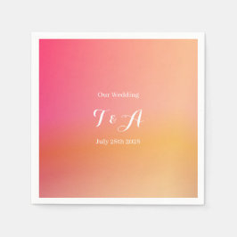 Guardanapo De Papel Mole Laranja Monograma de Casamento