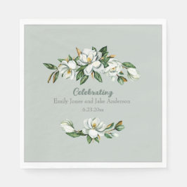 Guardanapo De Papel Molho Aquarela Magnolia Greenery Casamento Napkins