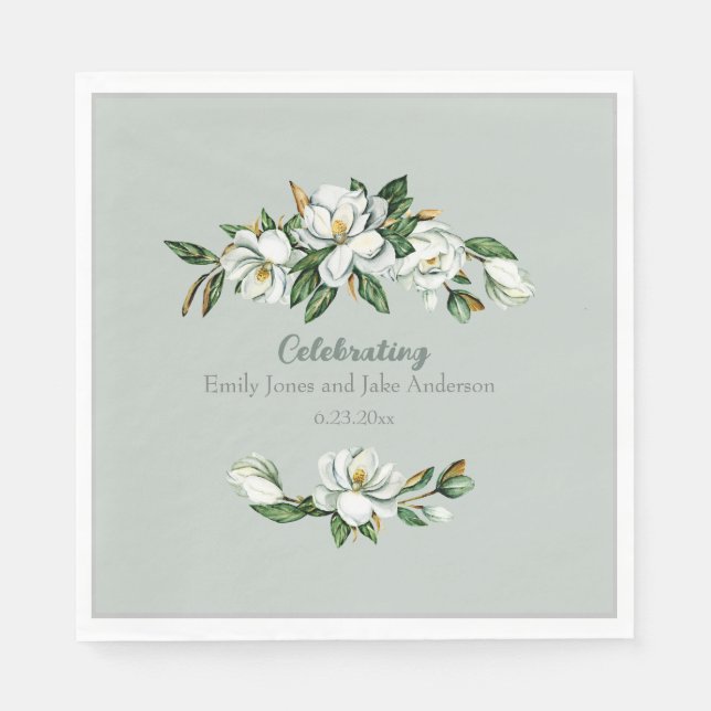 Guardanapo De Papel Molho Aquarela Magnolia Greenery Casamento Napkins (Frente)