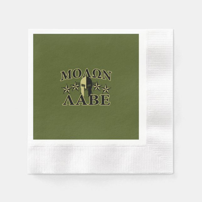 Guardanapo De Papel Molon Labe Spartan 5 estrelas Olive Green (Frente)