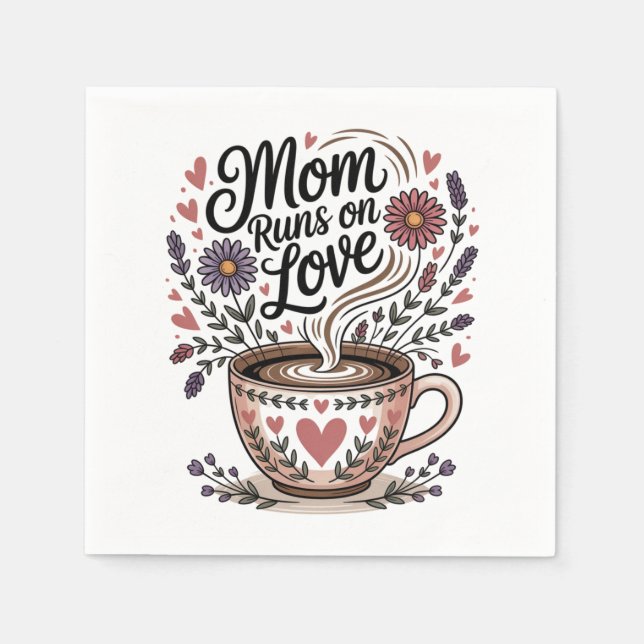 Guardanapo De Papel Mom Runs On Love (Frente)