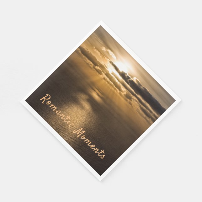 Guardanapo De Papel Momentos românticos fotografia do sol com texto (Quina)