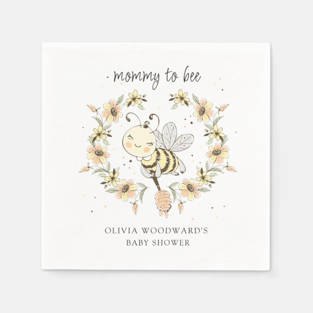Guardanapo De Papel Mommy To Bee Baby Shower  (Frente)