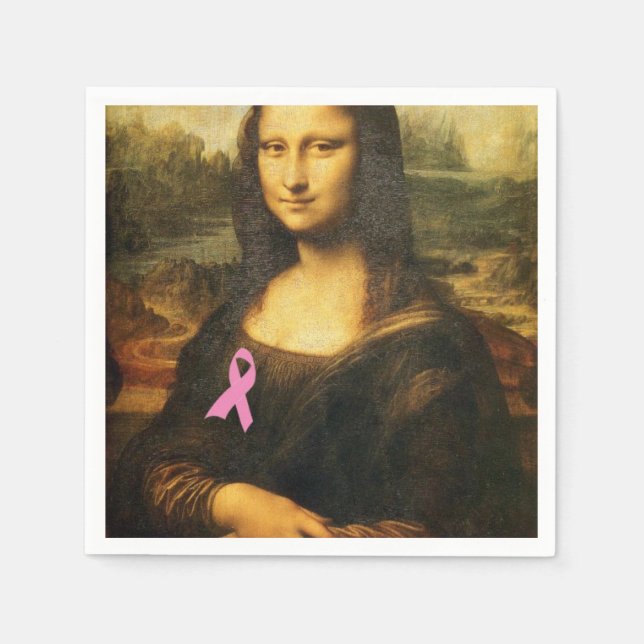 Guardanapo De Papel Mona Lisa Com Fita Rosa (Frente)