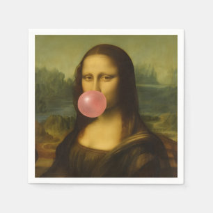 Guardanapo De Papel Mona Lisa Piscando Goma-Bolha Rosa