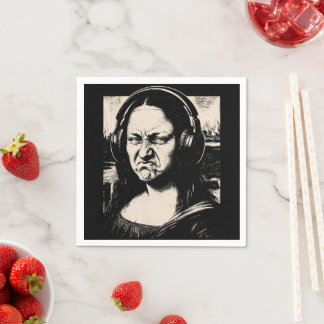 Guardanapo De Papel Mona Lisa Rosto de Bass Funny Amantes de Música DJ