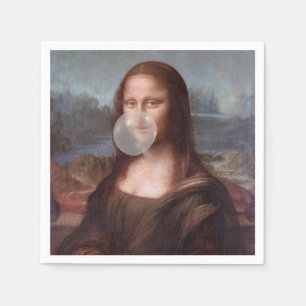 Guardanapo De Papel Mona Lisa soprando chiclete cinza