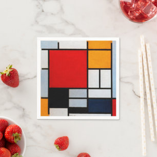 Guardanapo De Papel Mondrian - Composição com grande plano vermelho