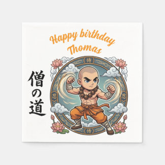 Guardanapo De Papel Monk Martial Arts Anime Chibi Gamer Birthday