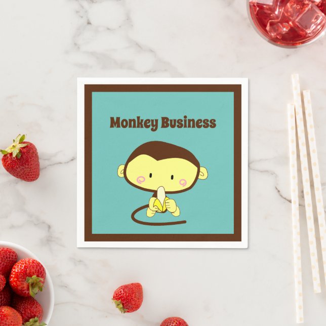 Guardanapo De Papel Monkey Business Engraçado Cartoon Monkey Design (Insitu)