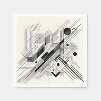 Guardanapo De Papel Monochrome Geometric Linework