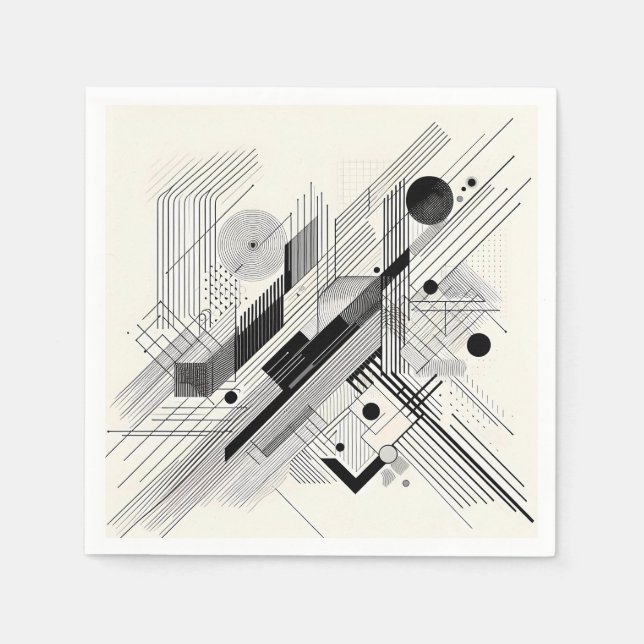 Guardanapo De Papel Monochrome Geometric Linework (Frente)