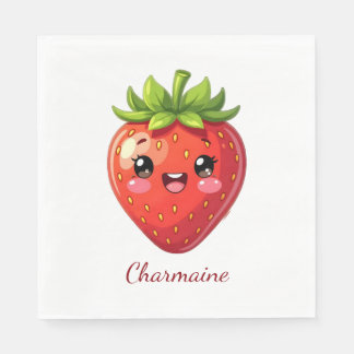 Guardanapo De Papel Monogram cute strawberry kawaii