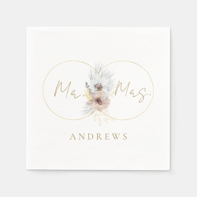 Guardanapo De Papel Monogram Floral Hochzeiten    Serviette (Frente)