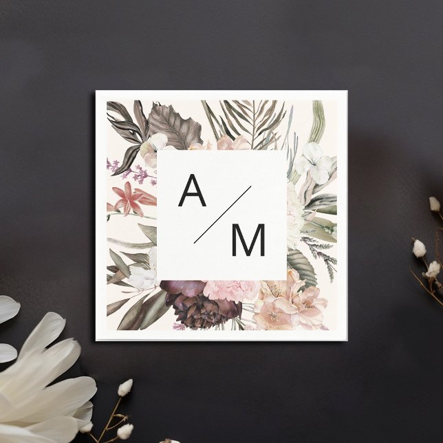 Guardanapo De Papel Monogram Floral Wedding  (Criador carregado)