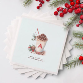 Guardanapo De Papel Monogram Red Christmas Party Hot Cocoa Coffee 