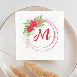 Guardanapo De Papel Monogram Wedding bridal reception red