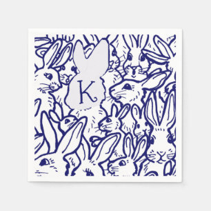 Guardanapo De Papel Monograma Azul Coelho Branco Coelho Coelho Coelho