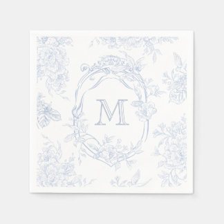 Guardanapo De Papel Monograma Azul Floral Inicial Casamento Toile Brid