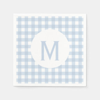 Guardanapo De Papel Monograma Básico Desbotado Denim Blue Gingham