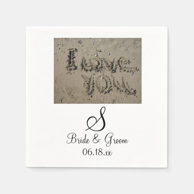 Guardanapo De Papel Monograma Beach Wedding Node Groom Names Data Napk (Frente)