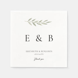 Guardanapo De Papel Monograma Botânico Personalizado de Casamento com 