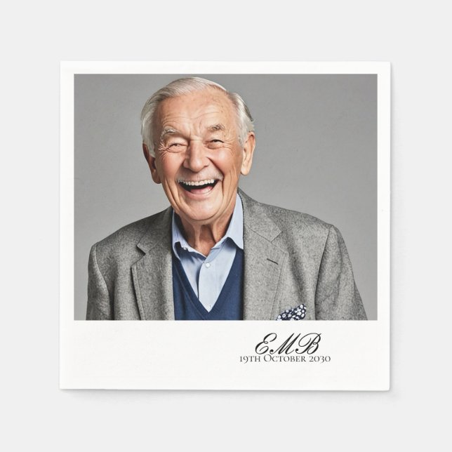 Guardanapo De Papel Monograma branco de Na moda de Fotografia Masculin (Frente)