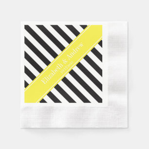 Guardanapo De Papel Monograma branco preto do nome do amarelo da