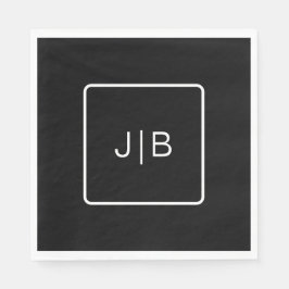 Guardanapo De Papel Monograma branco preto simples personalizável