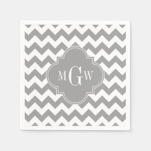 Guardanapo De Papel Monograma cinzento branco cinzento de Chevron DK