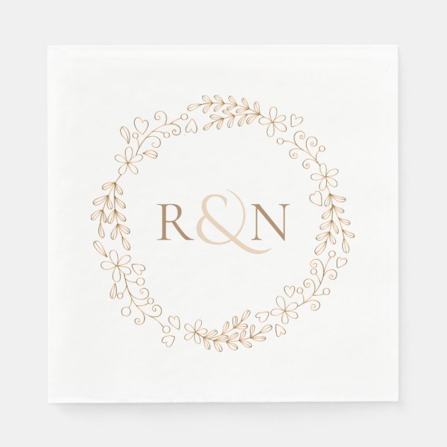Guardanapo De Papel Monograma Clássico com Grinalda de Louro (Frente)