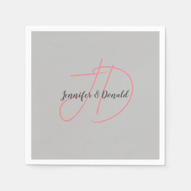 Guardanapo De Papel Monograma clássico de tendências da caligrafia (Frente)