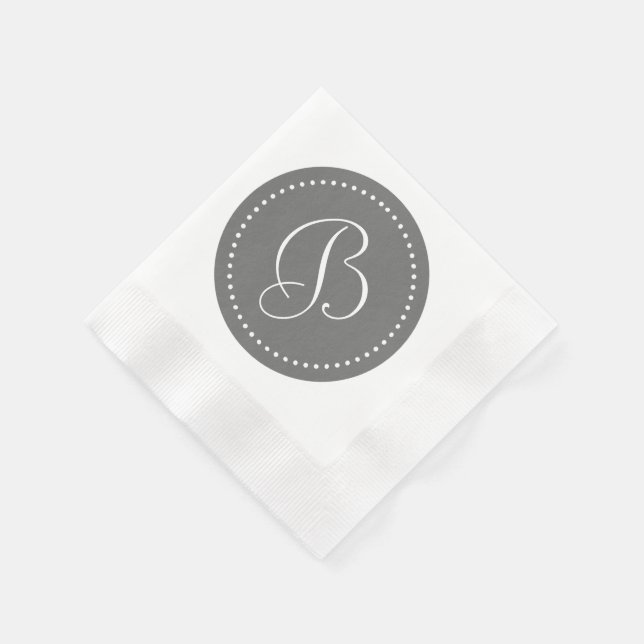 Guardanapo De Papel Monograma com Ponto Cinza/Branco (Canto)