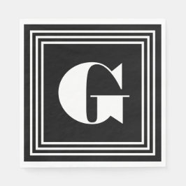 Guardanapo De Papel Monograma de 3 Quadros Negrito | Preto e branco