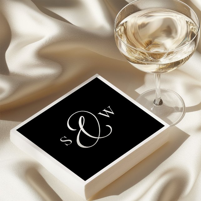 Guardanapo De Papel Monograma de Ampersand Preto Escuro | Casamento Lu (Criador carregado)