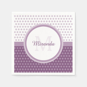 Guardanapo De Papel Monograma de Bolinhas Roxo e Branco com Nome