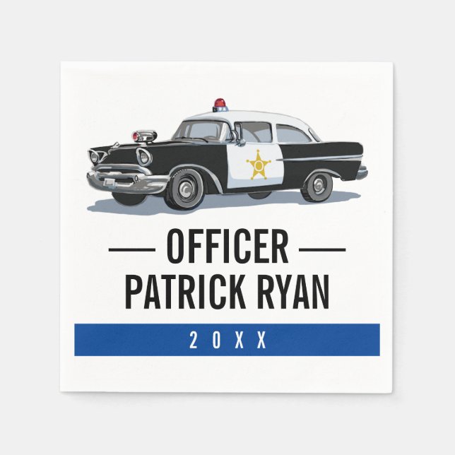 Guardanapo De Papel Monograma de Carro Policial Thin Blue Line (Frente)