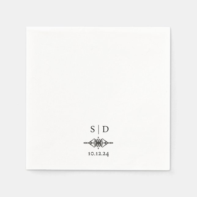Guardanapo De Papel Monograma de Casal de Casamento Personalizado Únic (Frente)