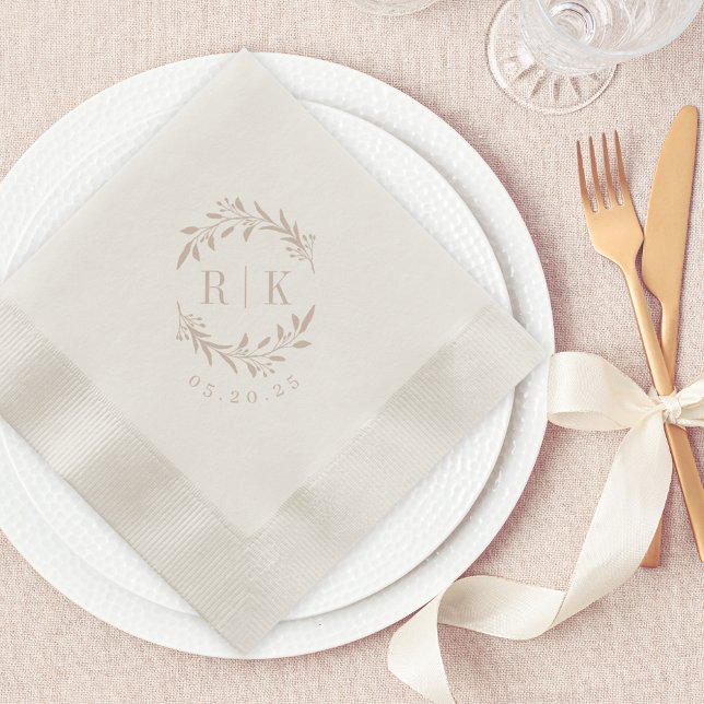 Guardanapo De Papel Monograma de Casamento Botânico Rustic Pink (Criador carregado)