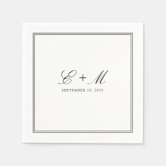 Guardanapo De Papel Monograma de Casamento Clássico Elegante Simples