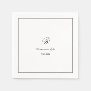 Guardanapo De Papel Monograma de Casamento Clássico Elegante Simples