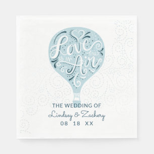 Guardanapo De Papel Monograma de Casamento de Ar Quente Azul com Amor