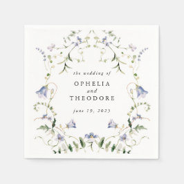 Guardanapo De Papel Monograma de Casamento de Cor de Água Azul de Flor